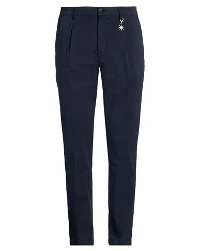 Manuel Ritz Man Pants Navy Size 40 Cotton, Elastane In Blue