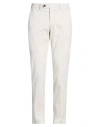 Manuel Ritz Man Pants Off White Size 34 Cotton, Elastane In Neutral