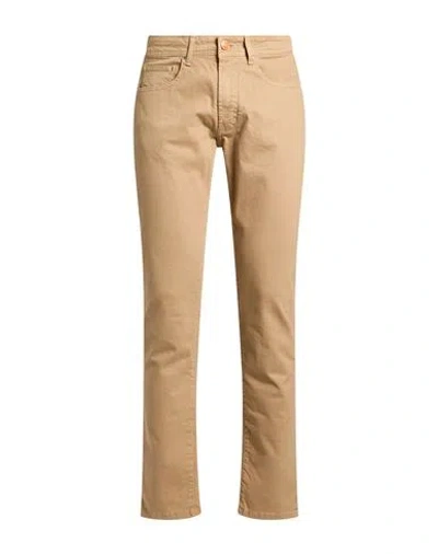 Manuel Ritz Man Pants Sand Size 36 Cotton, Elastane In Neutral