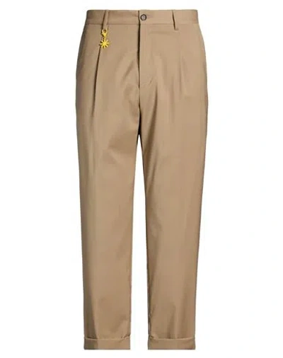 Manuel Ritz Man Pants Sand Size 36 Wool, Elastane In Brown