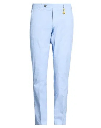 Manuel Ritz Man Pants Sky Blue Size 34 Cotton, Elastane