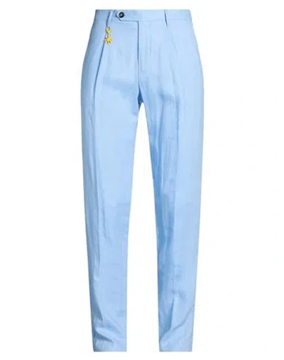Manuel Ritz Man Pants Sky Blue Size 34 Linen