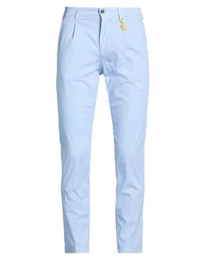 Manuel Ritz Man Pants Sky Blue Size 38 Cotton, Elastane