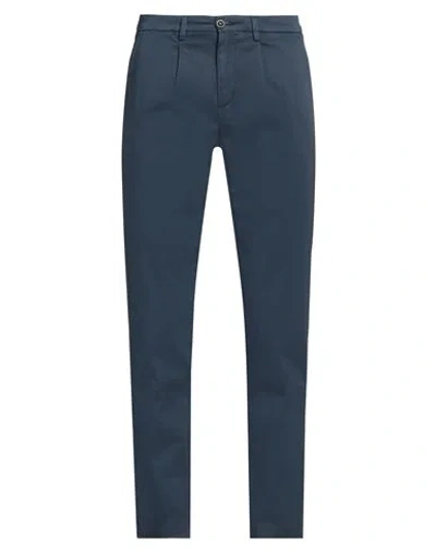Manuel Ritz Man Pants Slate Blue Size 32 Cotton, Elastane