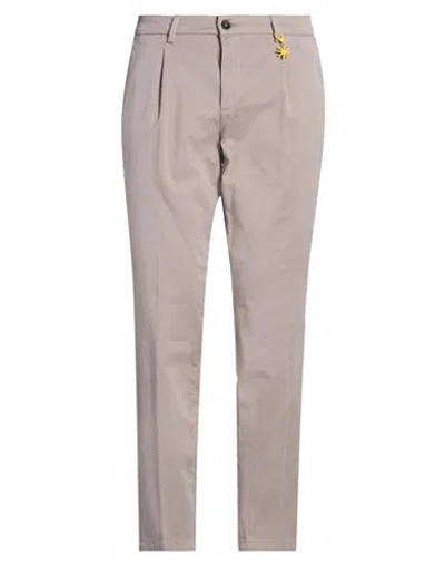 Manuel Ritz Man Pants Taupe Size 38 Cotton, Elastane In Gray