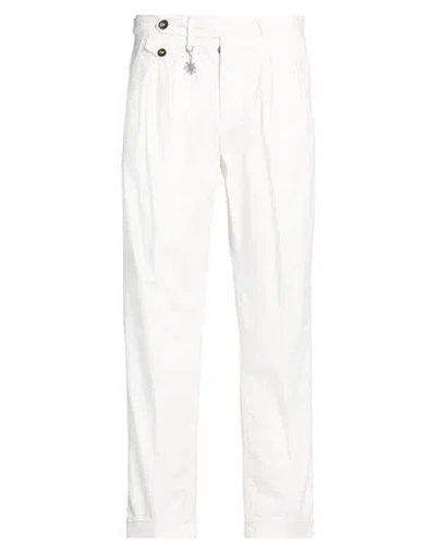 Manuel Ritz Man Pants White Size 28 Cotton, Elastane