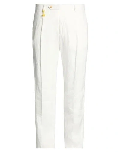 Manuel Ritz Man Pants White Size 38 Linen