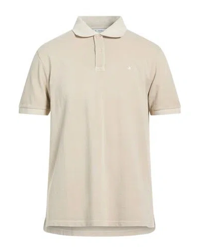 Manuel Ritz Man Polo Shirt Beige Size L Cotton In Neutral