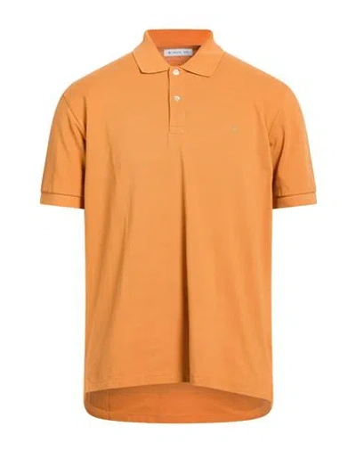 Manuel Ritz Man Polo Shirt Mandarin Size L Cotton In Orange