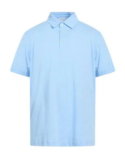 Manuel Ritz Man Polo Shirt Sky Blue Size Xl Cotton, Linen
