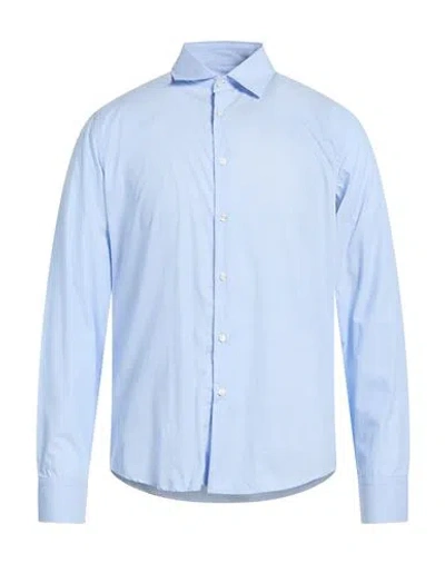 Manuel Ritz Man Shirt Azure Size 16 Cotton In Blue