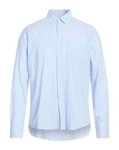 Manuel Ritz Man Shirt Azure Size 16 Linen, Cotton In Blue