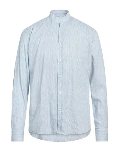 Manuel Ritz Man Shirt Azure Size 16 Linen, Cotton In Blue