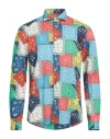 Manuel Ritz Man Shirt Azure Size 17 ½ Cotton, Elastane In Multi
