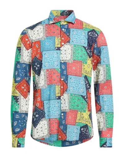 Manuel Ritz Man Shirt Azure Size 17 ½ Cotton, Elastane In Multi