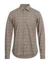 Manuel Ritz Man Shirt Beige Size 16 Cotton, Elastane In Brown