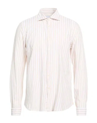 Manuel Ritz Man Shirt Beige Size 16 ½ Linen, Cotton In Neutral
