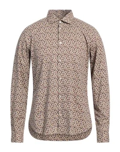 Manuel Ritz Man Shirt Beige Size 17 Cotton, Elastane