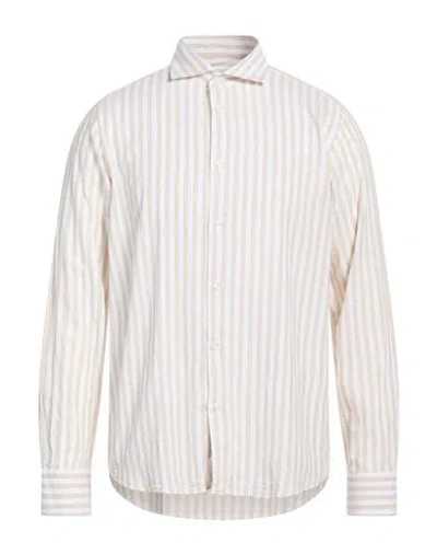 Manuel Ritz Man Shirt Beige Size 17 Linen, Cotton In Multi