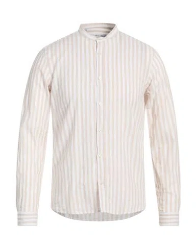 Manuel Ritz Man Shirt Beige Size 17 ½ Linen, Cotton In Neutral