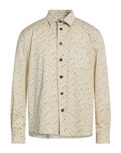 Manuel Ritz Man Shirt Beige Size L Cotton, Elastane In Neutral