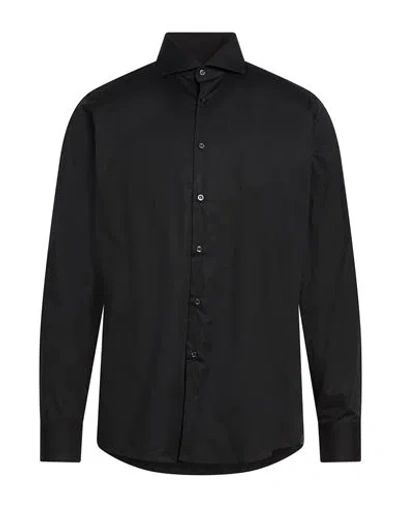 Manuel Ritz Man Shirt Black Size 16 Cotton, Elastane
