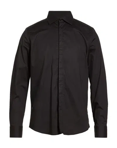 Manuel Ritz Man Shirt Black Size 16 Cotton, Elastane