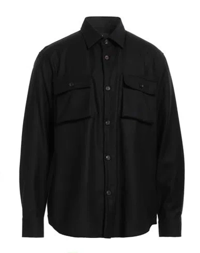 Manuel Ritz Man Shirt Black Size 15 ½ Virgin Wool, Elastane
