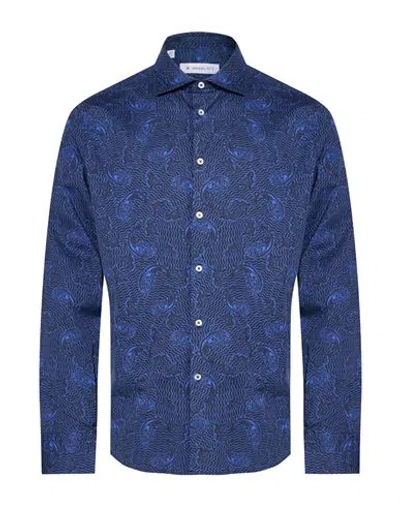 Manuel Ritz Man Shirt Blue Size 16 Cotton, Elastane