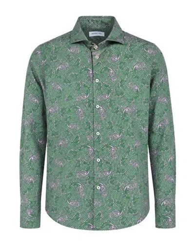 Manuel Ritz Man Shirt Green Size 16 Cotton, Elastane