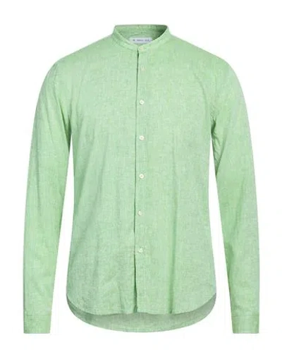 Manuel Ritz Man Shirt Green Size 16 Linen, Cotton
