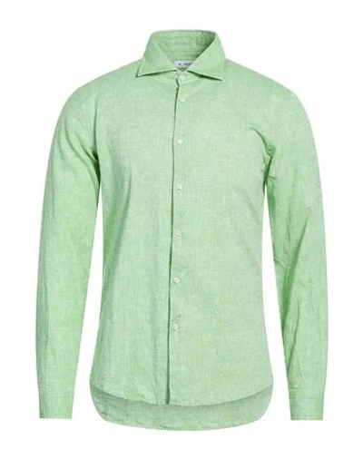 MANUEL RITZ MANUEL RITZ MAN SHIRT GREEN SIZE 17 ½ LINEN, COTTON