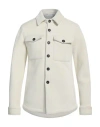Manuel Ritz Man Shirt Ivory Size 40 Viscose, Acrylic, Polyester, Virgin Wool, Elastane In White