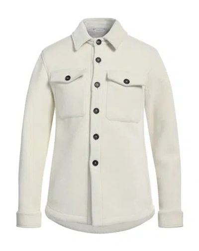 Manuel Ritz Man Shirt Ivory Size 40 Viscose, Acrylic, Polyester, Virgin Wool, Elastane In White