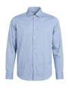 Manuel Ritz Man Shirt Light Blue Size 17 Cotton, Elastane In Blue