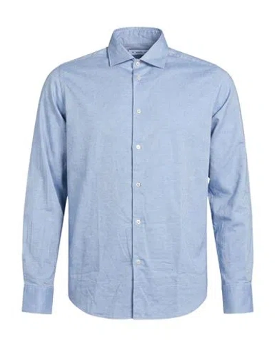 Manuel Ritz Man Shirt Light Blue Size 17 Cotton, Elastane