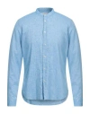 Manuel Ritz Man Shirt Light Blue Size 15 ¾ Linen, Cotton