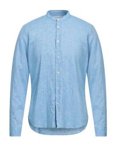 Manuel Ritz Man Shirt Light Blue Size 15 ¾ Linen, Cotton In Blue