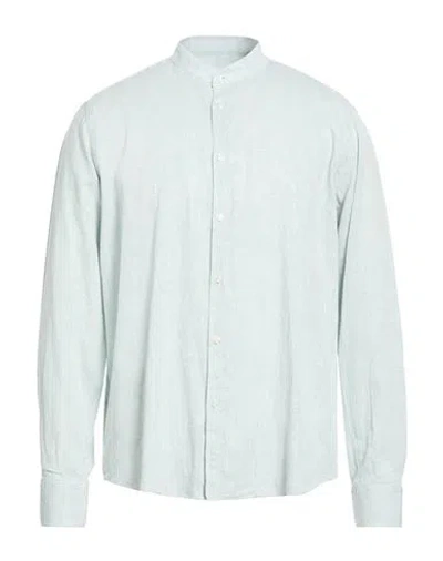Manuel Ritz Man Shirt Light Green Size 16 ½ Silk, Linen In Blue