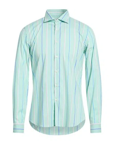 Manuel Ritz Man Shirt Light Green Size 17 Cotton, Polyamide, Elastane