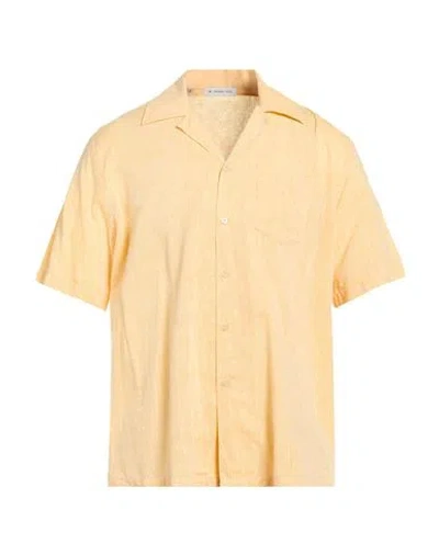 Manuel Ritz Man Shirt Marigold Size 17 ½ Linen, Cotton In Yellow