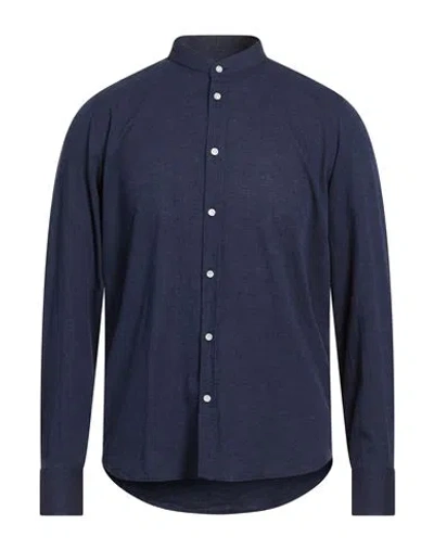 Manuel Ritz Man Shirt Midnight Blue Size 17 ½ Silk, Linen