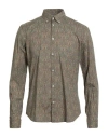 Manuel Ritz Man Shirt Military Green Size 16 Cotton, Elastane In Green