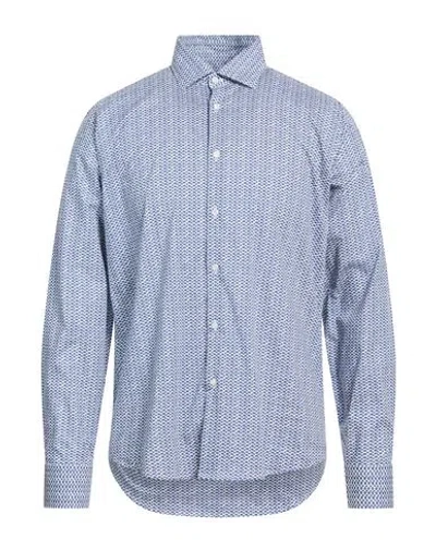 Manuel Ritz Man Shirt Navy Size 16 Cotton, Elastane In Blue