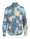 Manuel Ritz Man Shirt Navy Size 16 Cotton, Elastane In Multi