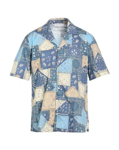 Manuel Ritz Man Shirt Navy Size 17 Cotton, Elastane In Multi