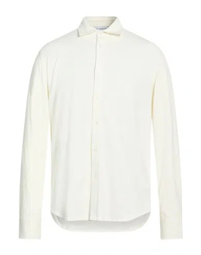 Manuel Ritz Man Shirt Off White Size L Cotton, Elastane