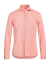 Manuel Ritz Man Shirt Orange Size 16 ½ Linen, Cotton