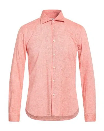 Manuel Ritz Man Shirt Orange Size 16 ½ Linen, Cotton