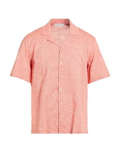 Manuel Ritz Man Shirt Orange Size 17 Linen, Cotton